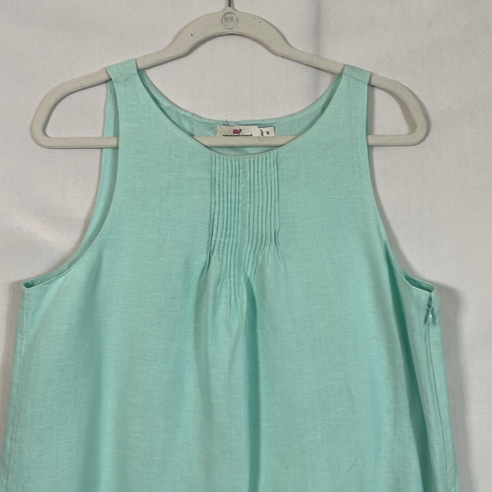 Vineyard Vines Linen Dress Size 12 Sea-foam Color Relaxed Fit EUC - Picture 2 of 9